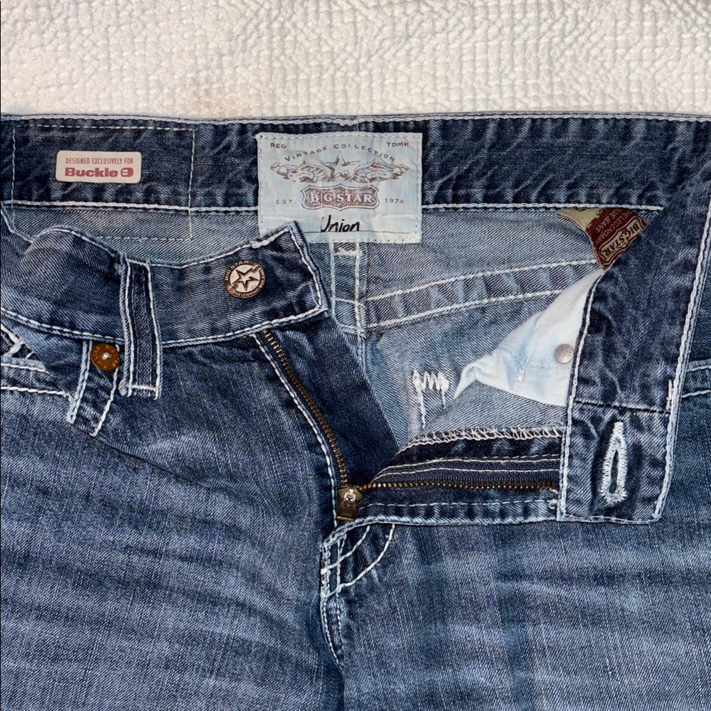 Buckle Big Star Union Vintage Collection Blue Jeans Leather Label, 30 Reg, EUC - Picture 12 of 16